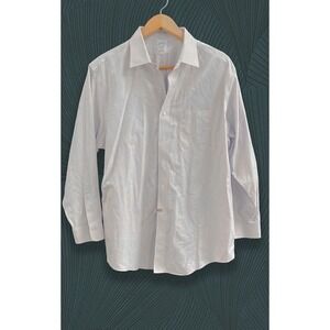 Brooks Brothers Regent Dress Shirt 17.5 34 Non-Iron Supima Cotton Blue Orange